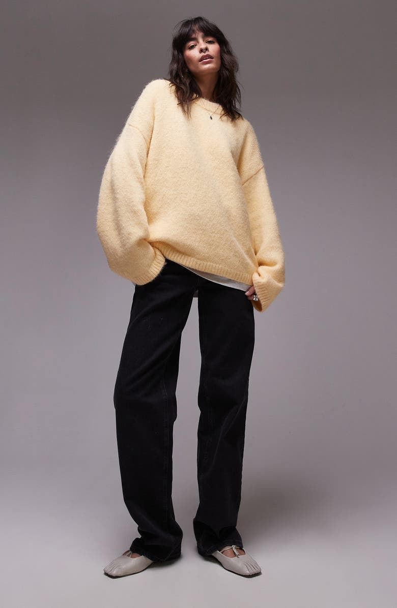 Topshop Oversize Boxy Fluffy Sweater, Alternate, color,