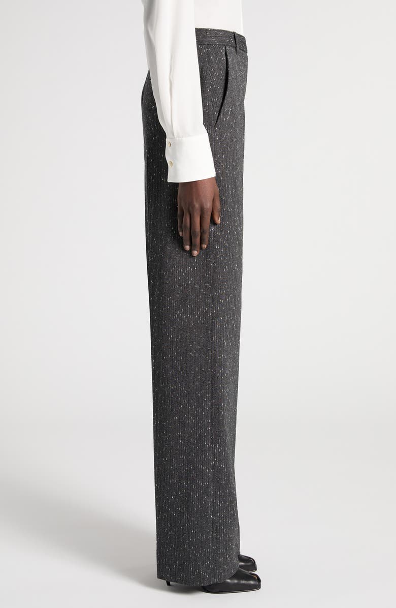 McQueen High Waist Wool Blend Slub Straight Leg Pants, Alternate, color, Grey