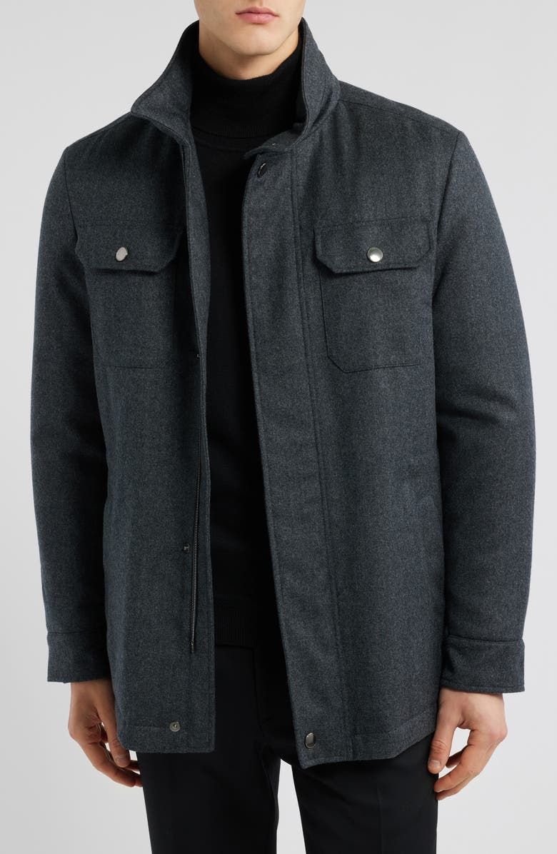 Canali Impeccabile Hooded Wool Field Jacket, Main, color,