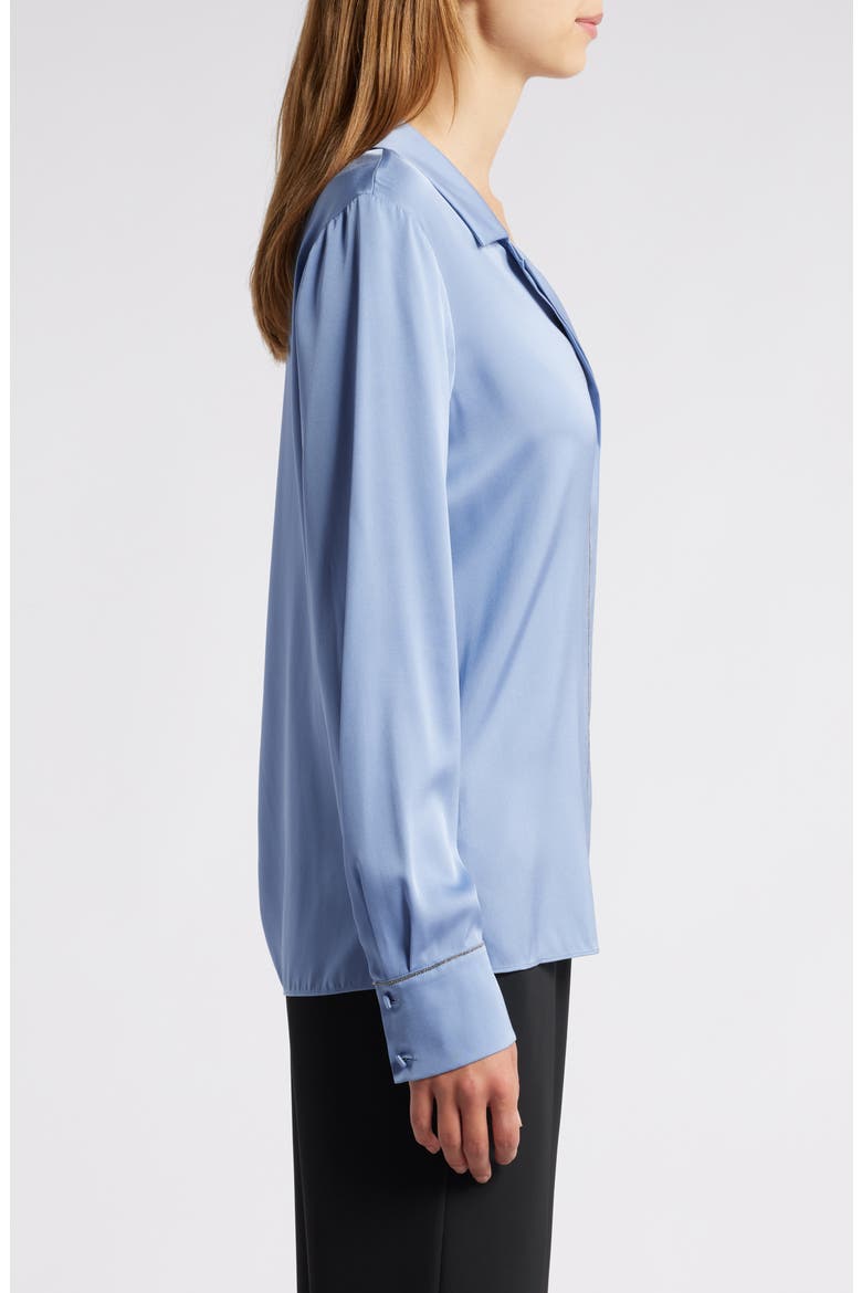 Stretch Silk Button-Up Shirt, Alternate, color, PERIWINKLE