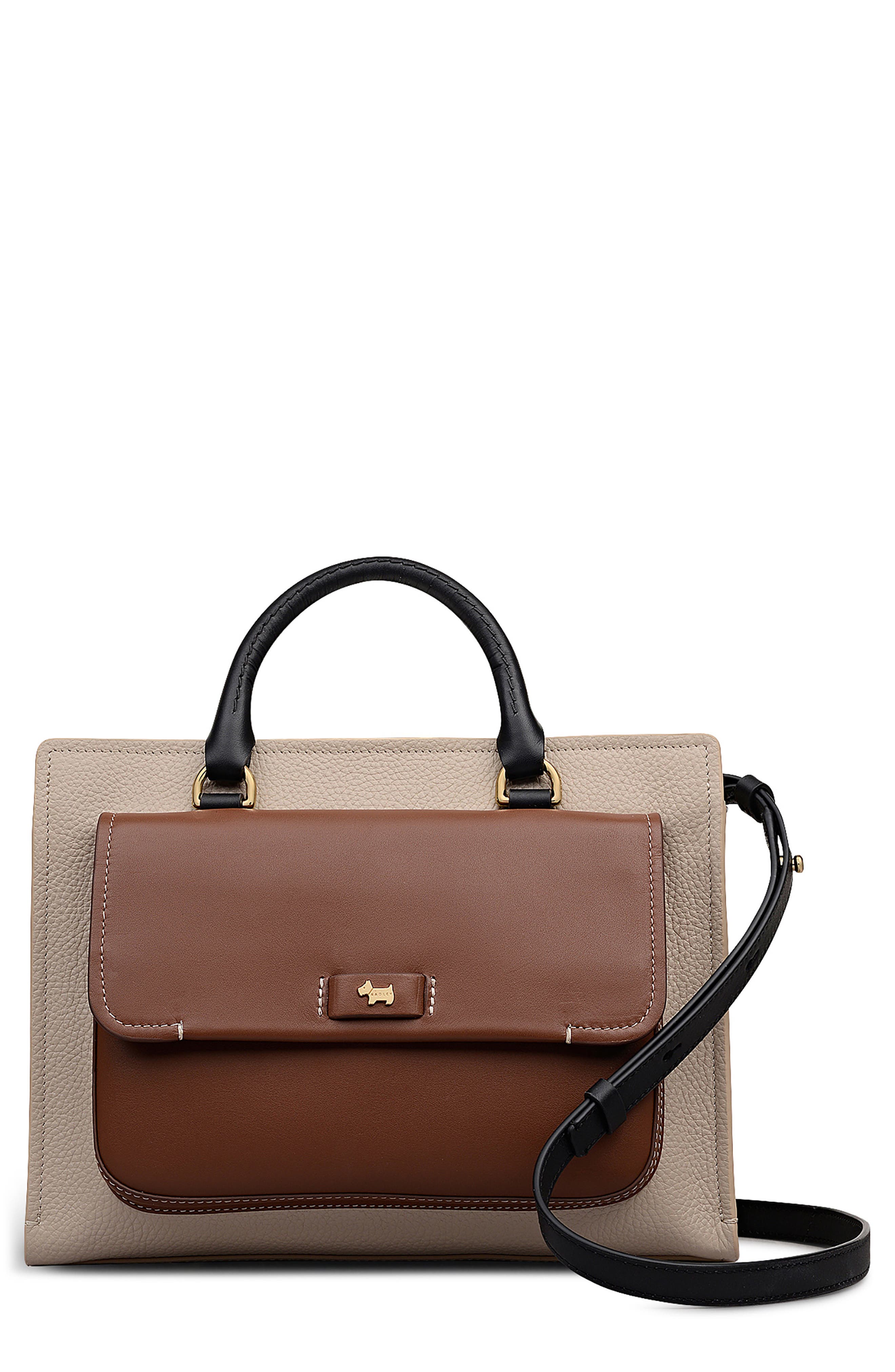 Radley Talbot Way Medium Zip Top Leather Satchel, Main, color, Porcini