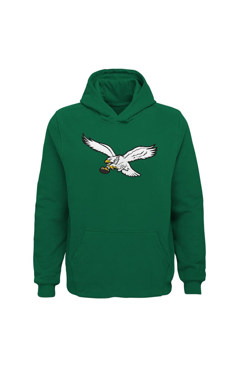 Outerstuff Youth Kelly Green Philadelphia Eagles Retro Pullover Hoodie, Main, color, 