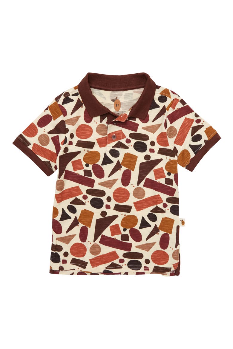 River Rock Print Organic Cotton Polo, Main, color, BROWN/ BEIGE