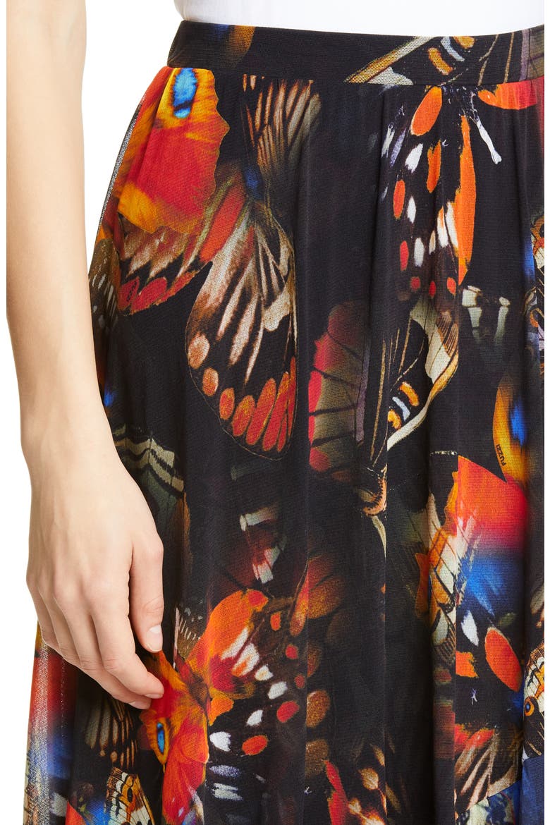 Butterfly Print Asymmetrical Midi Skirt, Alternate, color, ANGOSTURA
