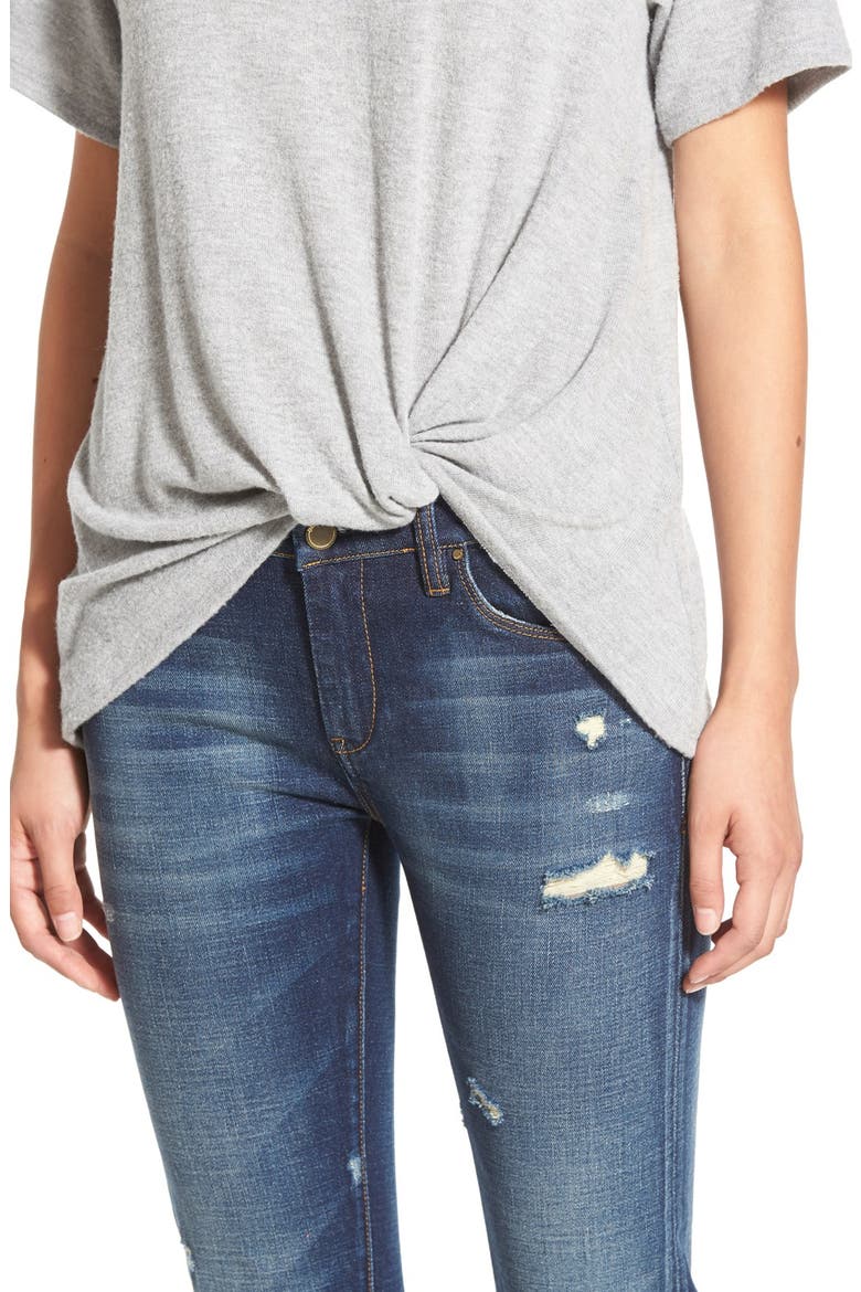 Knot Front Tee, Alternate, color, GREY