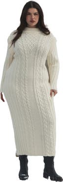 ELOQUII Cable Stitch Sweater Dress