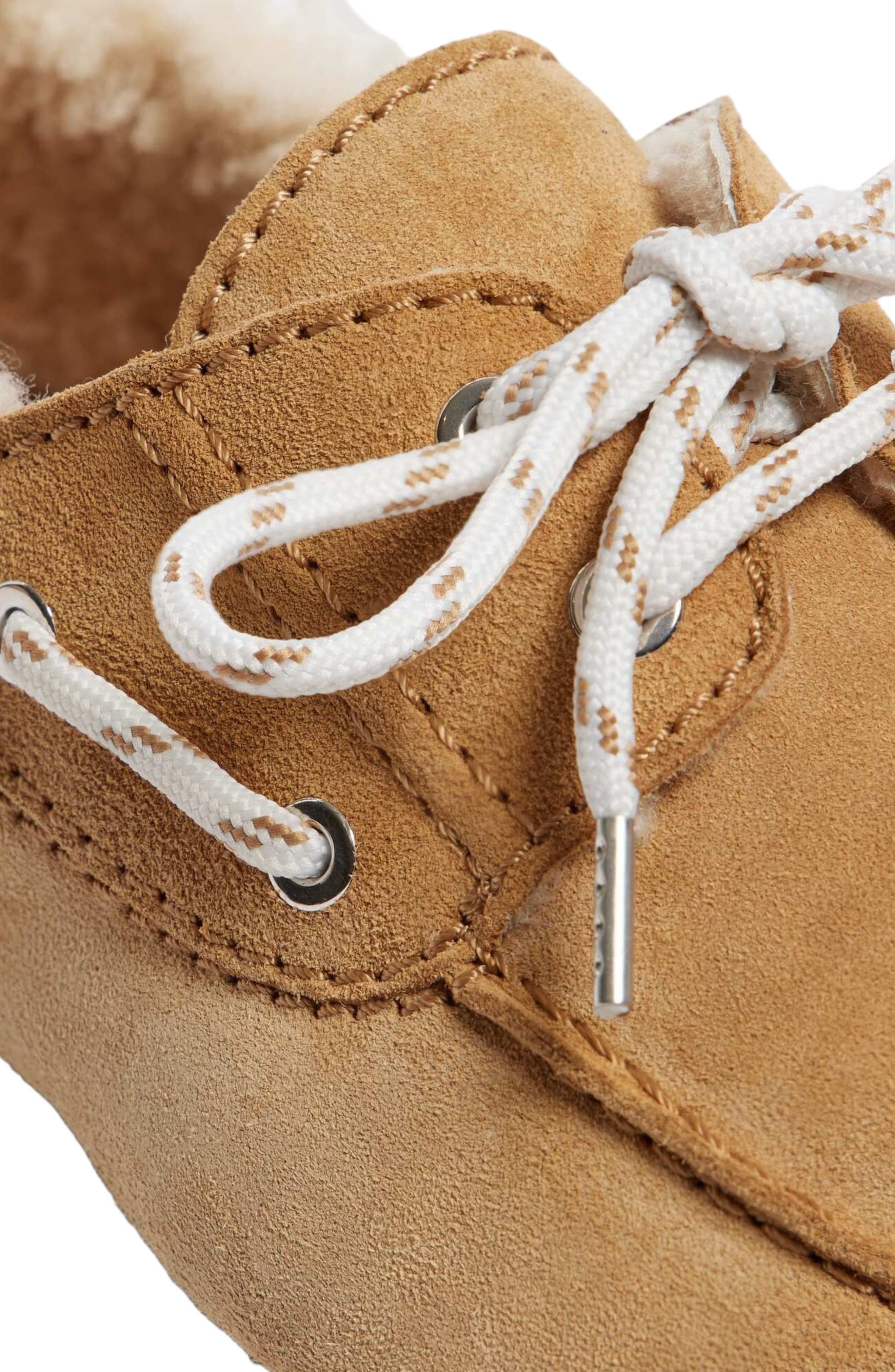 Shearling boat shoes, Alternate, color, Camel