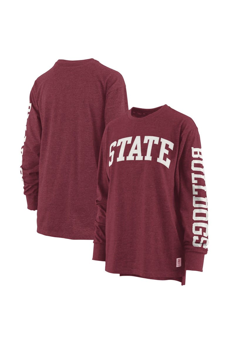 Women's Pressbox Maroon Mississippi State Bulldogs Two-Hit Canyon Long Sleeve T-Shirt, Main, color, Maroon