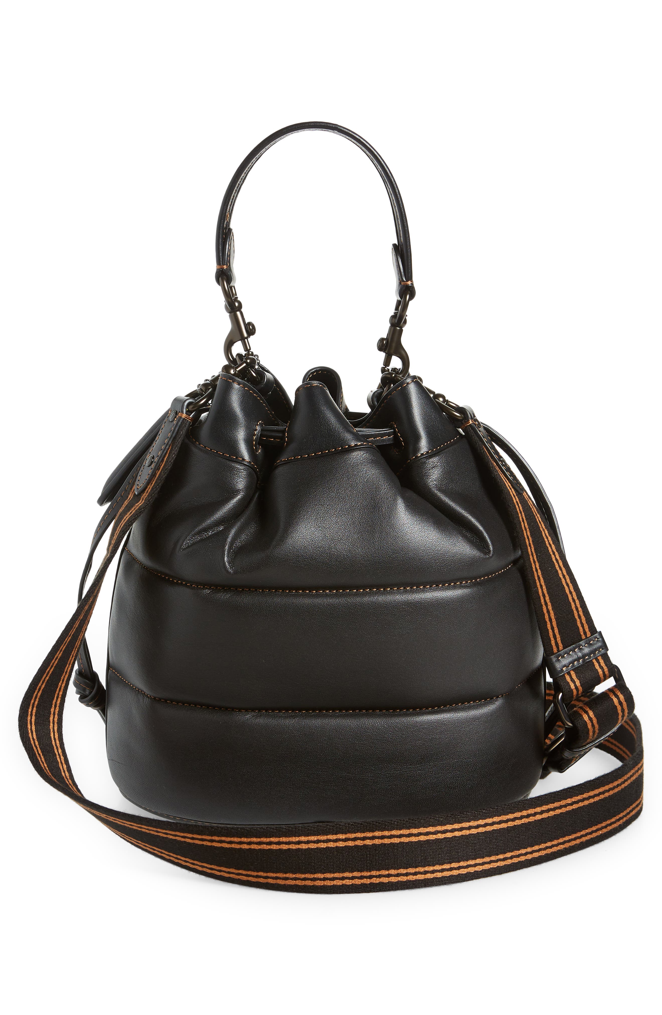 COACH Quilted Badge Leather Field Bucket Bag, Alternate, color, 