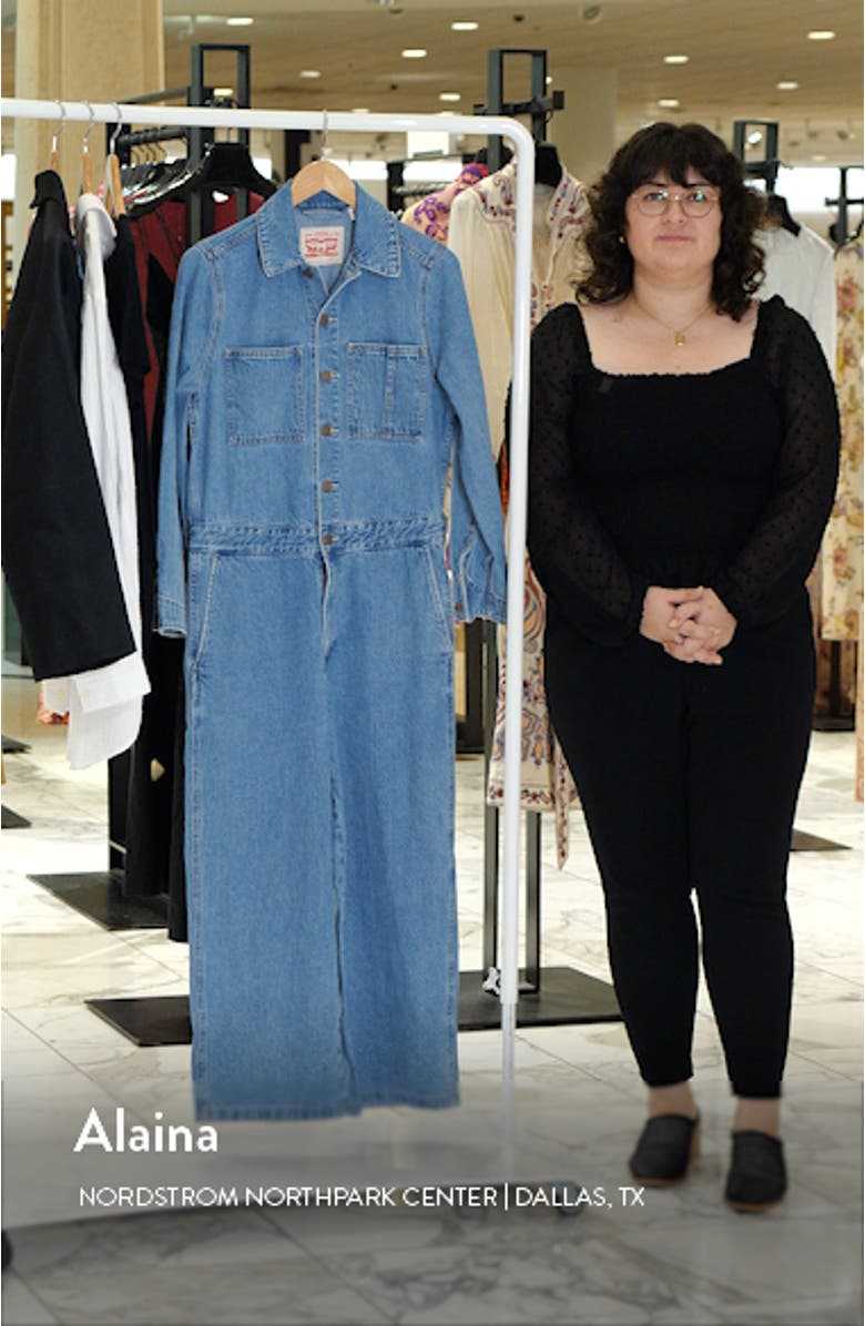 Iconic Long Sleeve Denim Jumpsuit, sales video thumbnail