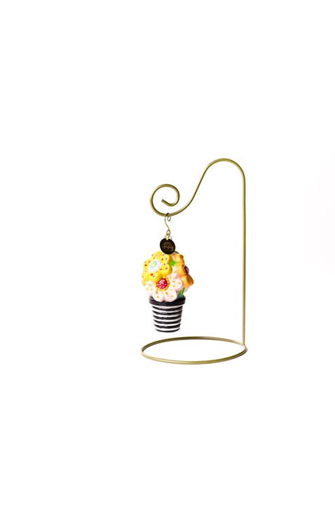 Flowers Glass Shaped Ornament with Gold Stand