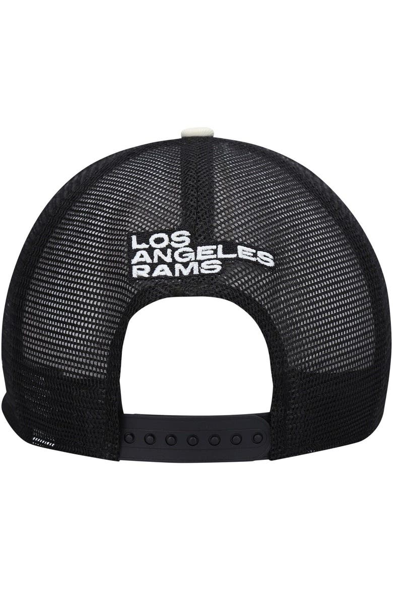 Men's New Era Cream/Black Los Angeles Rams Chrome Collection 9FIFTY Trucker Snapback Hat, Alternate, color, Cream