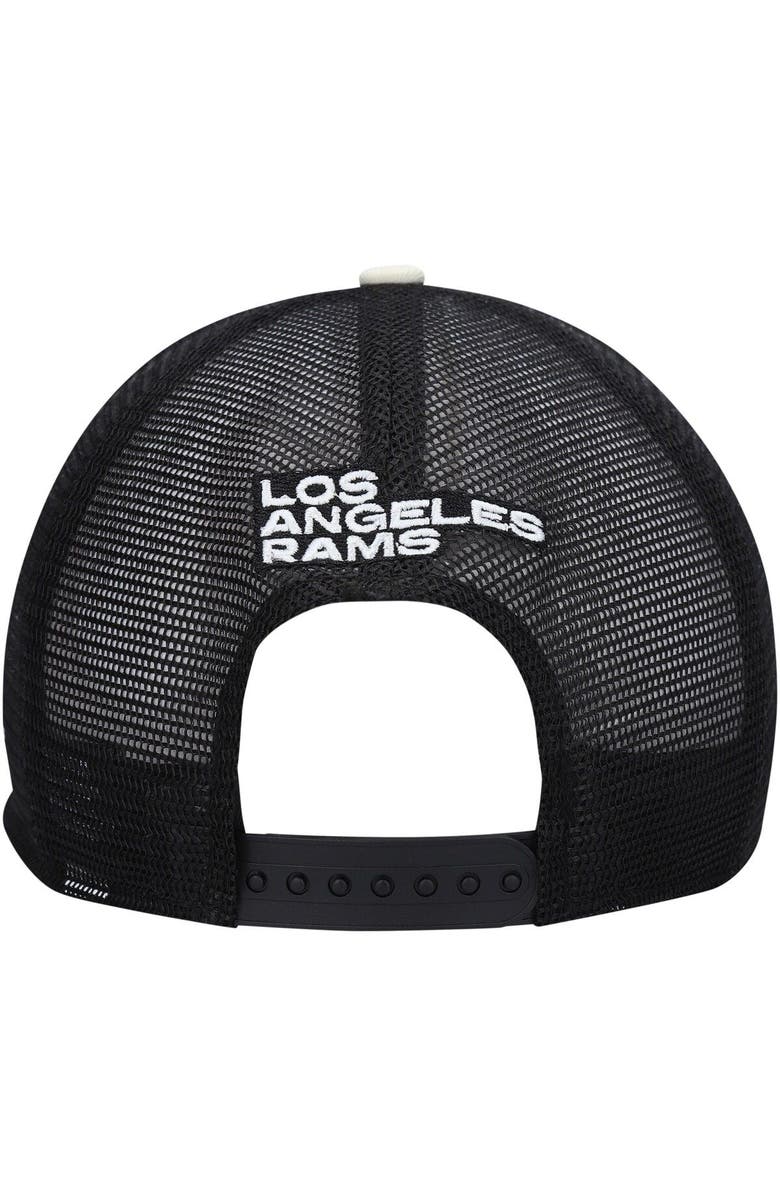 New Era Men's New Era Cream/Black Los Angeles Rams Chrome Collection 9FIFTY Trucker Snapback Hat, Alternate, color,