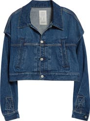 KURO Power Shoulder Denim Crop Jacket