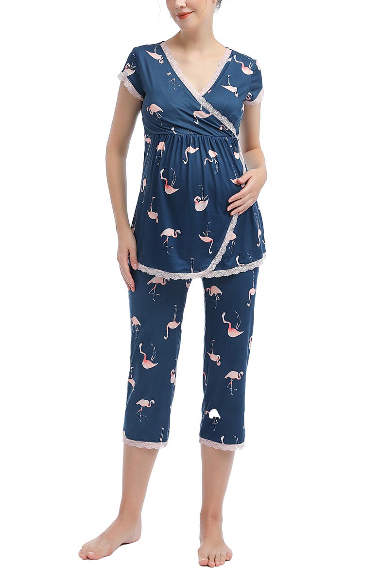 Kimi and Kai Kimi & Kai Addison Nursing/Maternity Pajamas, Main, color, Denim Blue