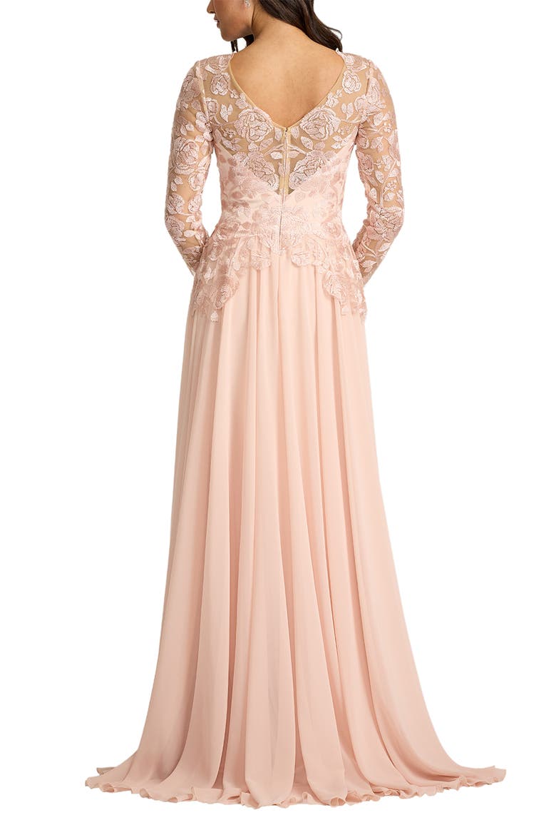 Illusion Lace Embroidered Sleeve Gown, Alternate, color, PALE PINK