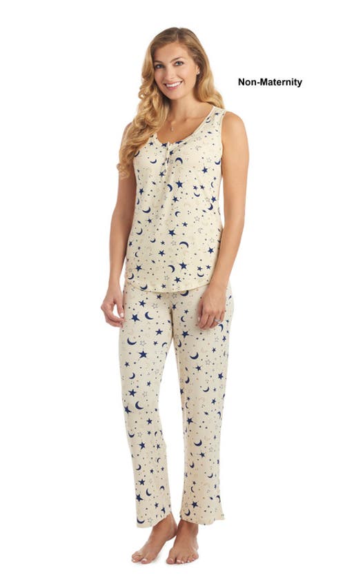 Everly Grey Joy Tank & Pants Maternity/nursing Pajamas In White