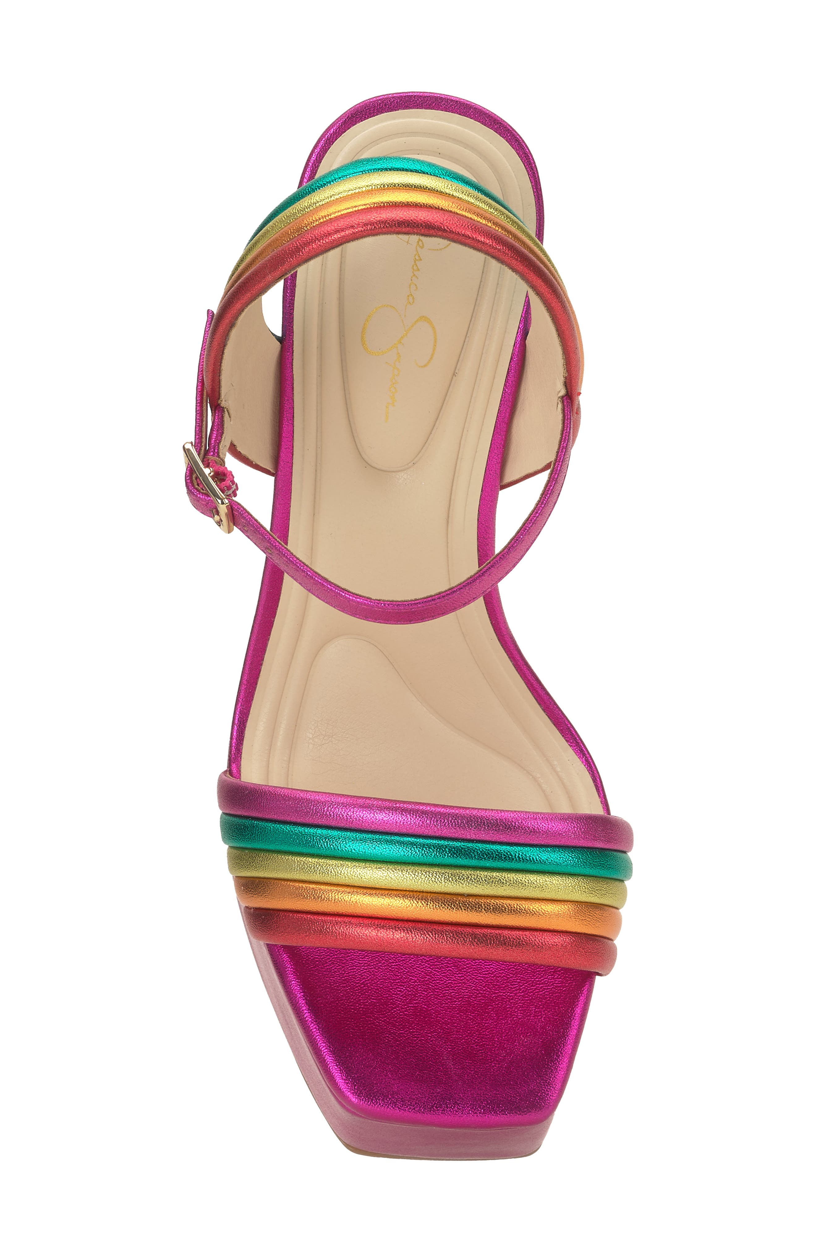 Bautista Metallic Platform Sandal, Alternate, color, METALLIC PINK COMBO