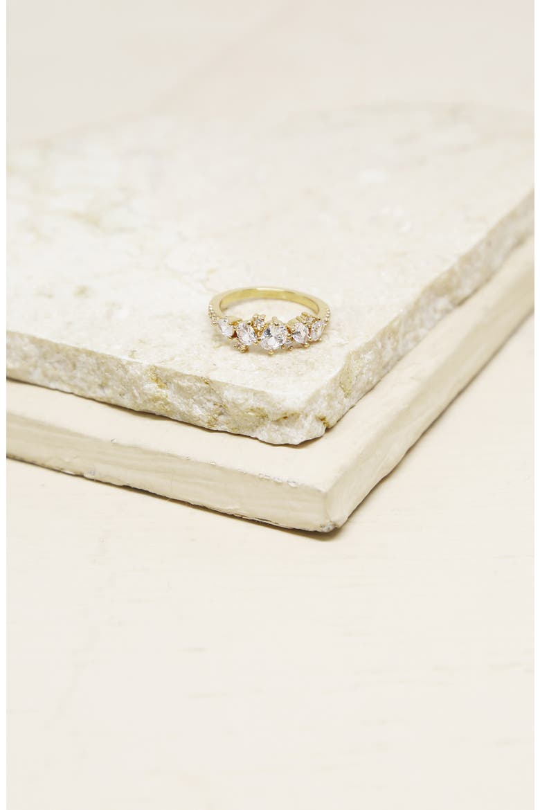Cubic Zirconia Cluster Statement Ring, Alternate, color, GOLD