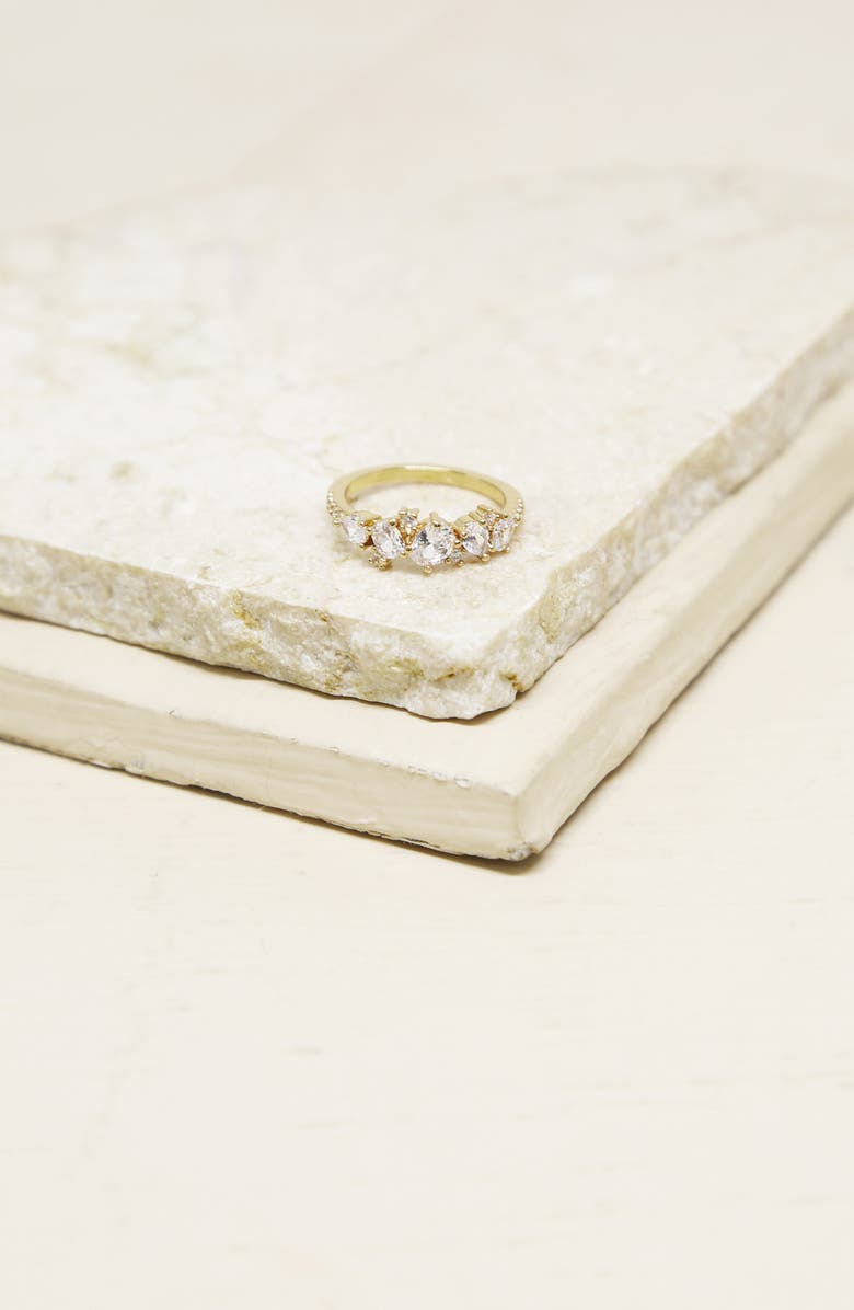 Ettika Cubic Zirconia Cluster Statement Ring, Alternate, color, Gold