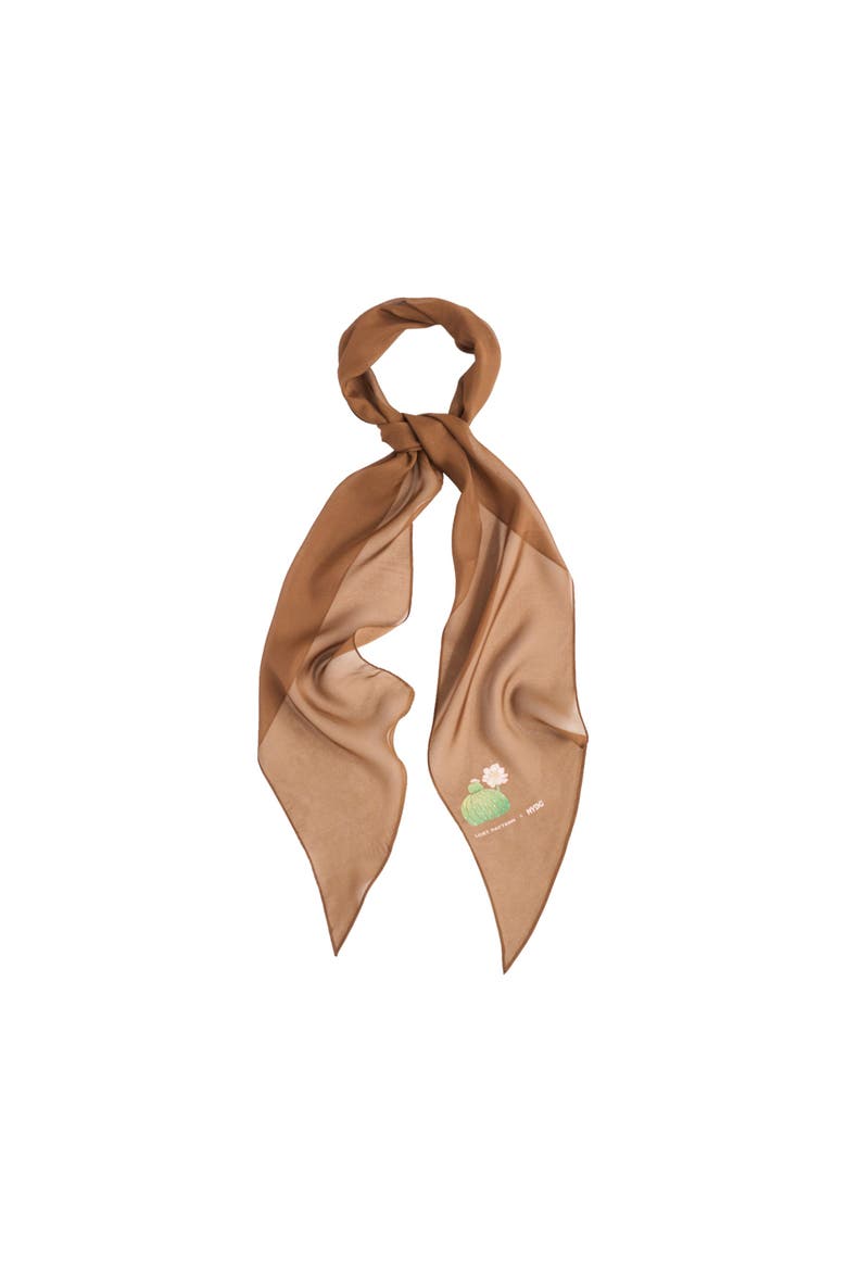 x NYBG "Oasis Charms" Silk Chiffon Neck Scarf, Alternate, color, Coffee