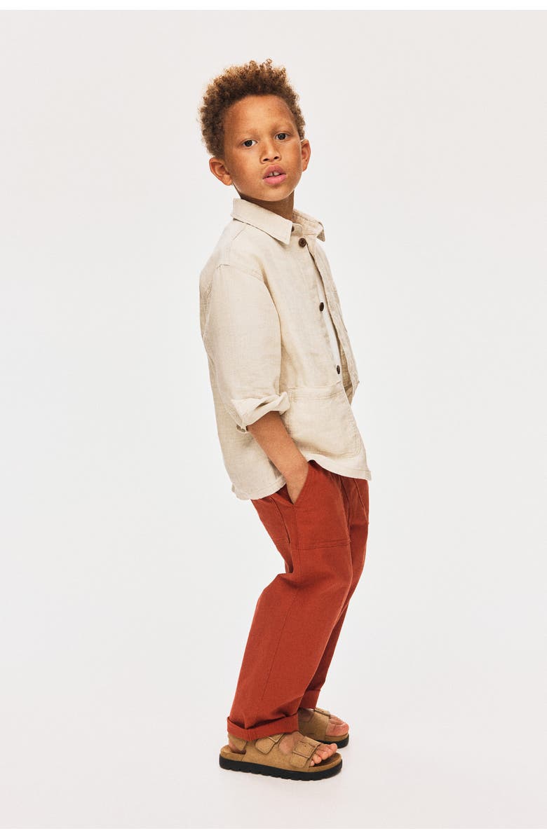 H&M Linen-blend pants, Alternate, color, Rust Red