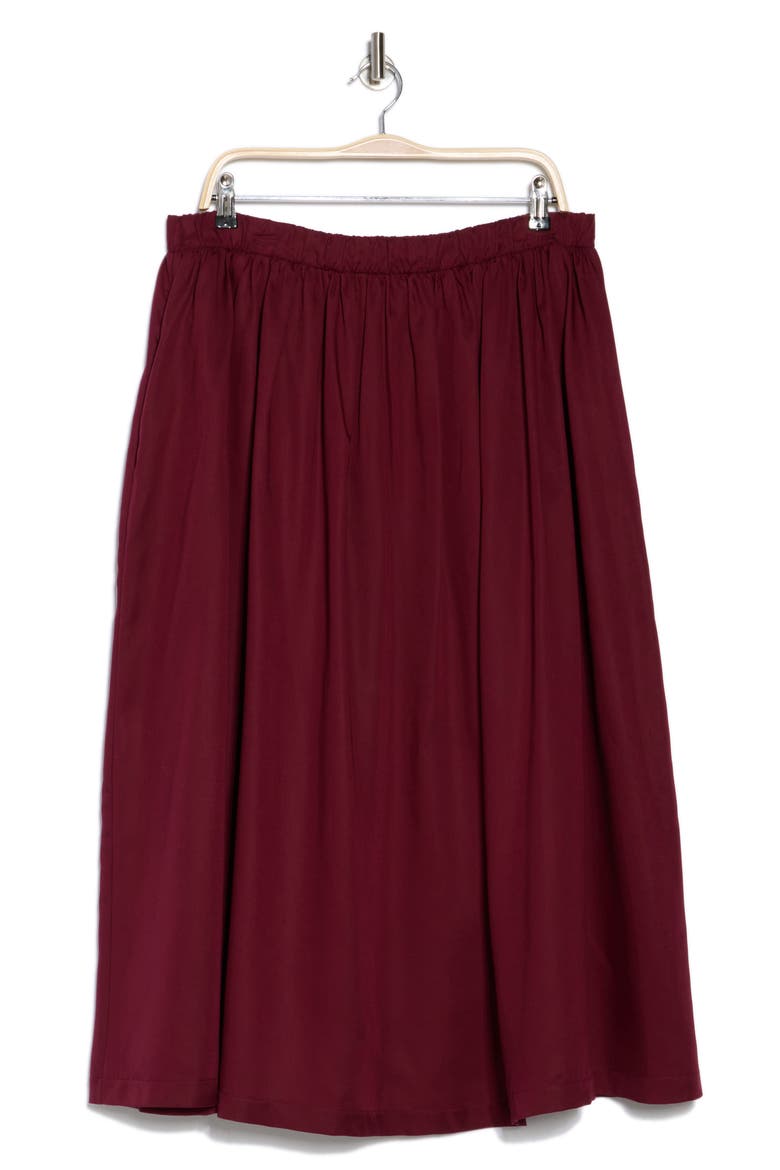 Flared Midi Skirt, Alternate, color, BURGUNDY