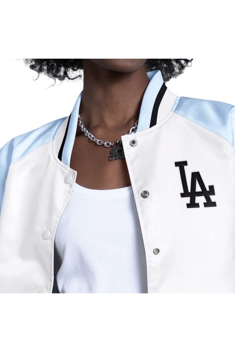 Women's Starter Light Blue/White Los Angeles Dodgers Blitz Varsity Raglan Full-Snap Satin Jacket, Alternate, color, Light Blue