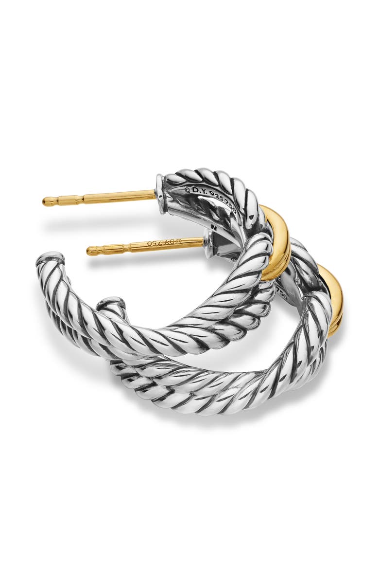 David Yurman Cable Loop Hoop Earrings in Sterling Silver with 18K Yellow Gold, 22mm, Alternate, color, Yellow Gold/ Sterling Silver