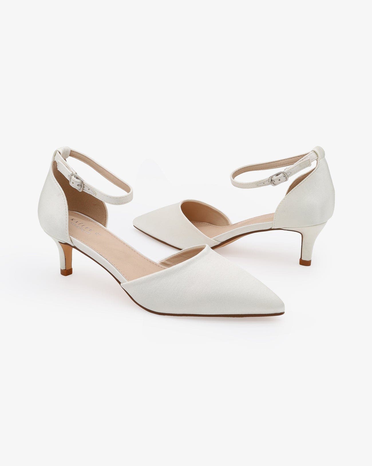 Farah Satin Pointed Toe Kitten Heel, Alternate, color, Ivory