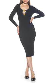 Alexia Admor Tia Metal Rosette Long Sleeve Knit Dress