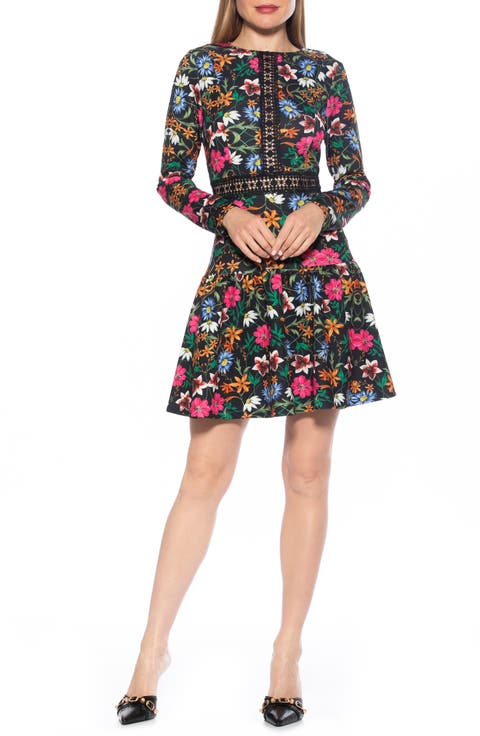 Alexa Floral Long Sleeve Fit & Flare Dress