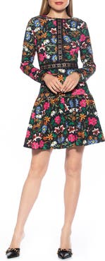 Alexia Admor Alexa Floral Long Sleeve Fit & Flare Dress