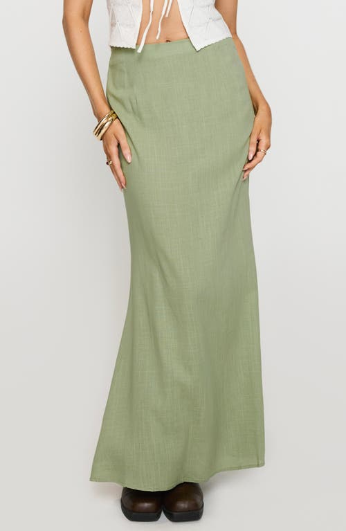 Shop Princess Polly Sophia Cotton & Linen Maxi Skirt In Green