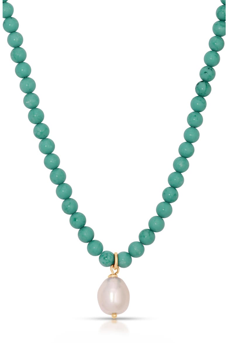 Freshwater Pearl Pendant Beaded Necklace, Alternate, color, TURQUOISE