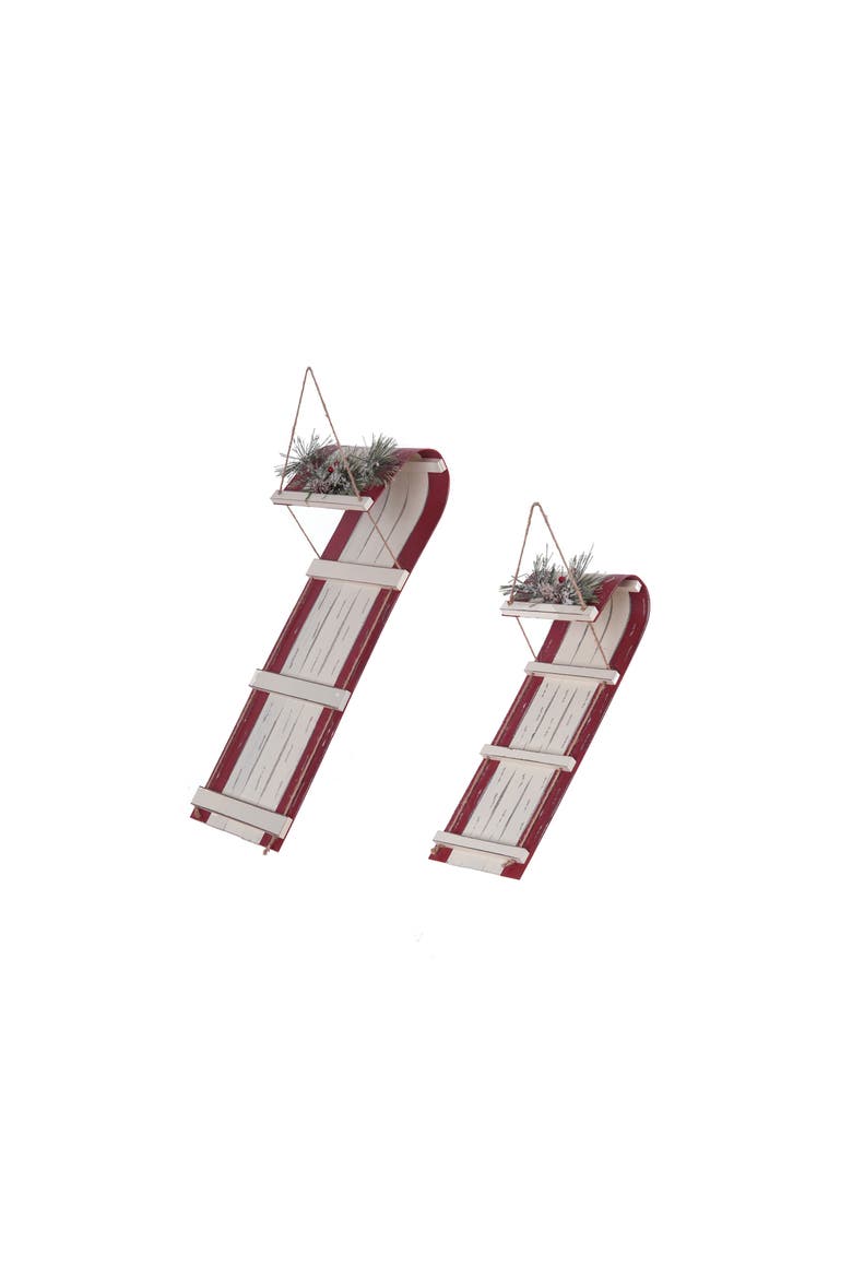 Wooden Sled Christmas Tree Ornament Set of 2, Main, color, Red