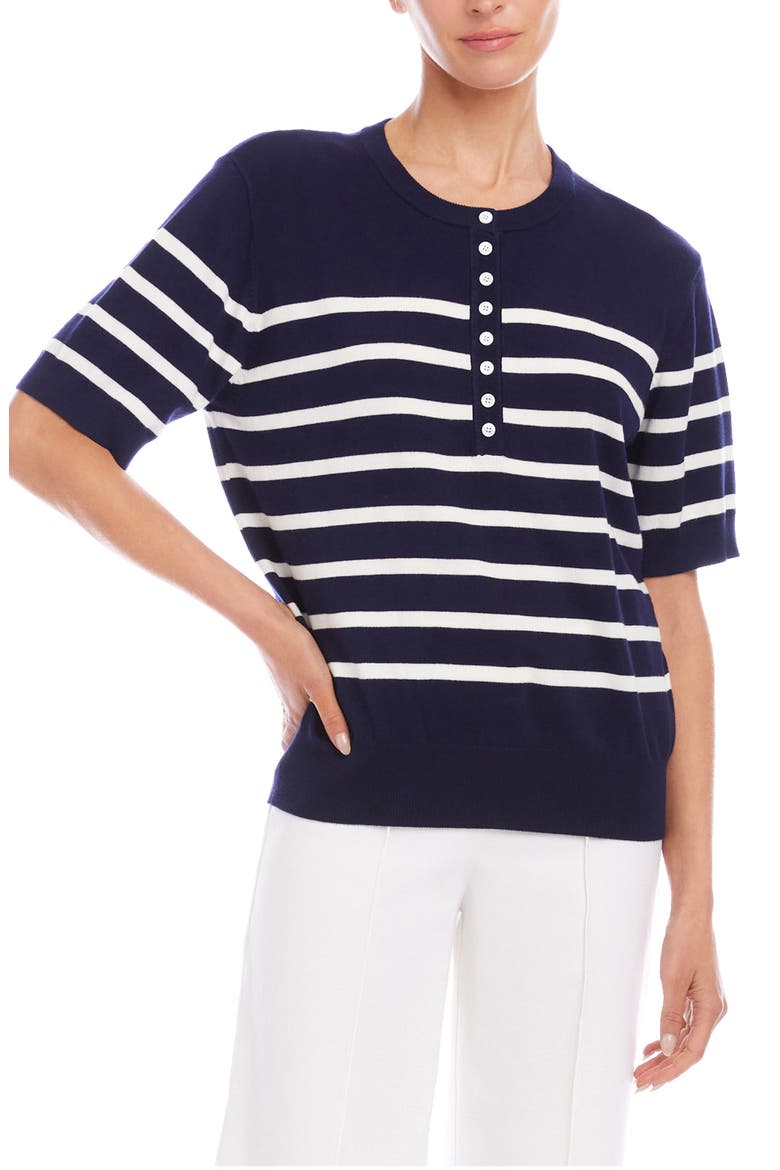 Stripe Henley Sweater, Main, color, NAVY/OFF WHITE