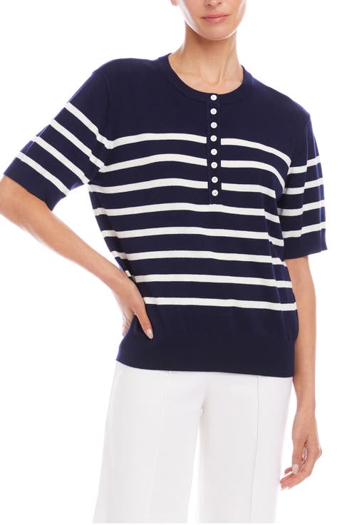 Stripe Henley Sweater