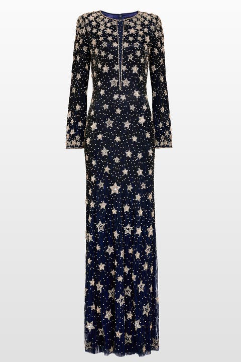 Madrigal star-embellished long-sleeve maxi dress