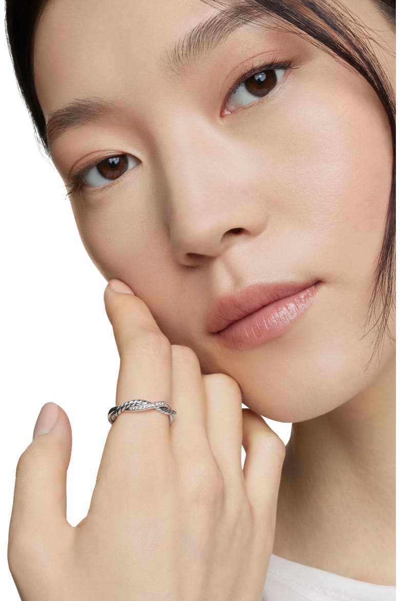 Petite Infinity Band Ring in Sterling Silver with Pavé Diamonds, Alternate, color, SILVER/ DIAMOND