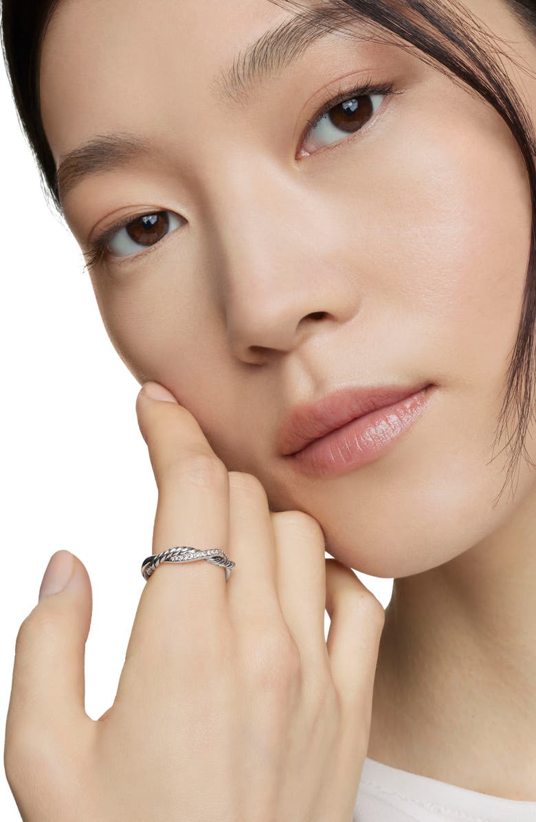 David Yurman Petite Infinity Band Ring in Sterling Silver with Pavé Diamonds, Alternate, color, 