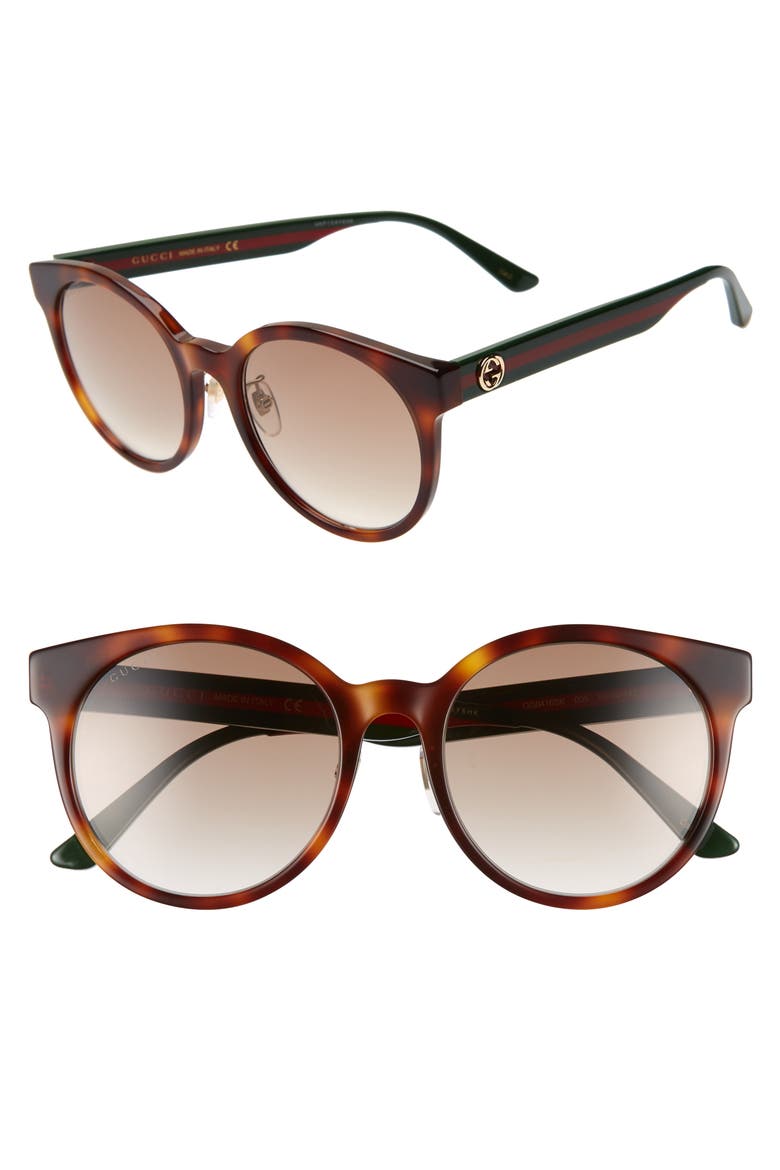 55mm Round Sunglasses, Main, color, HAVANA/ MULTI/ BROWN GRADIENT