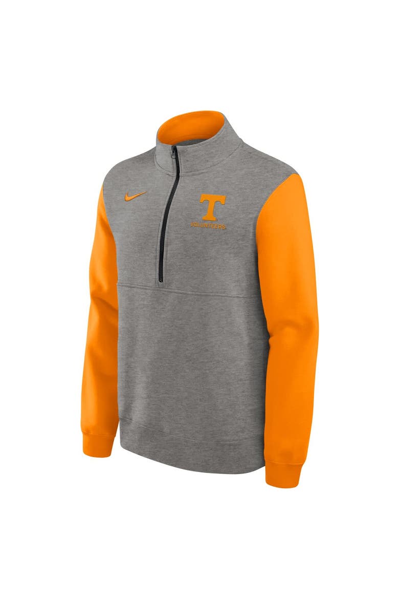 Men's Nike Heather Gray/Tennessee Orange Tennessee Volunteers Club Fleece Half-Zip Pullover, Alternate, color, Heather Gray