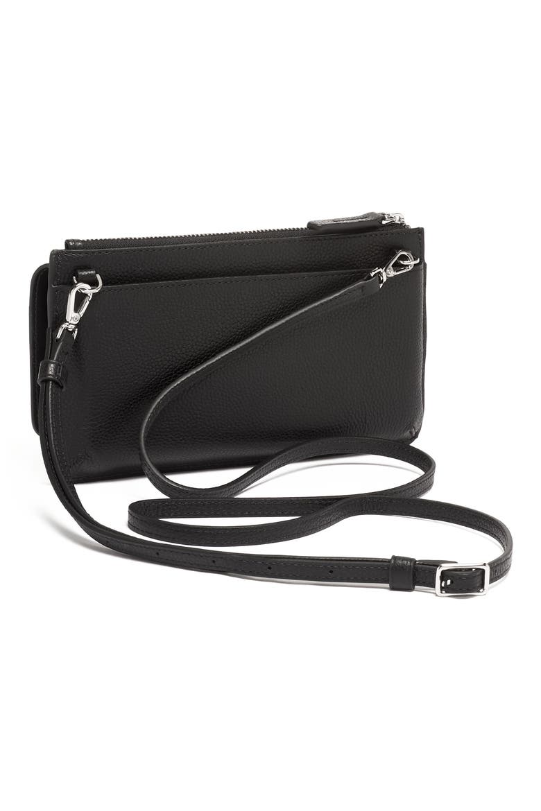 Belden Leather Wallet Crossbody Bag, Alternate, color, BLACK