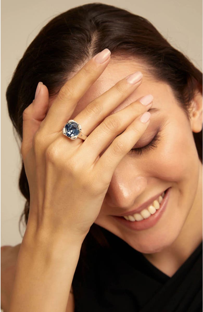 UNODE50 Blue Crystal Band, Alternate, color, Silver