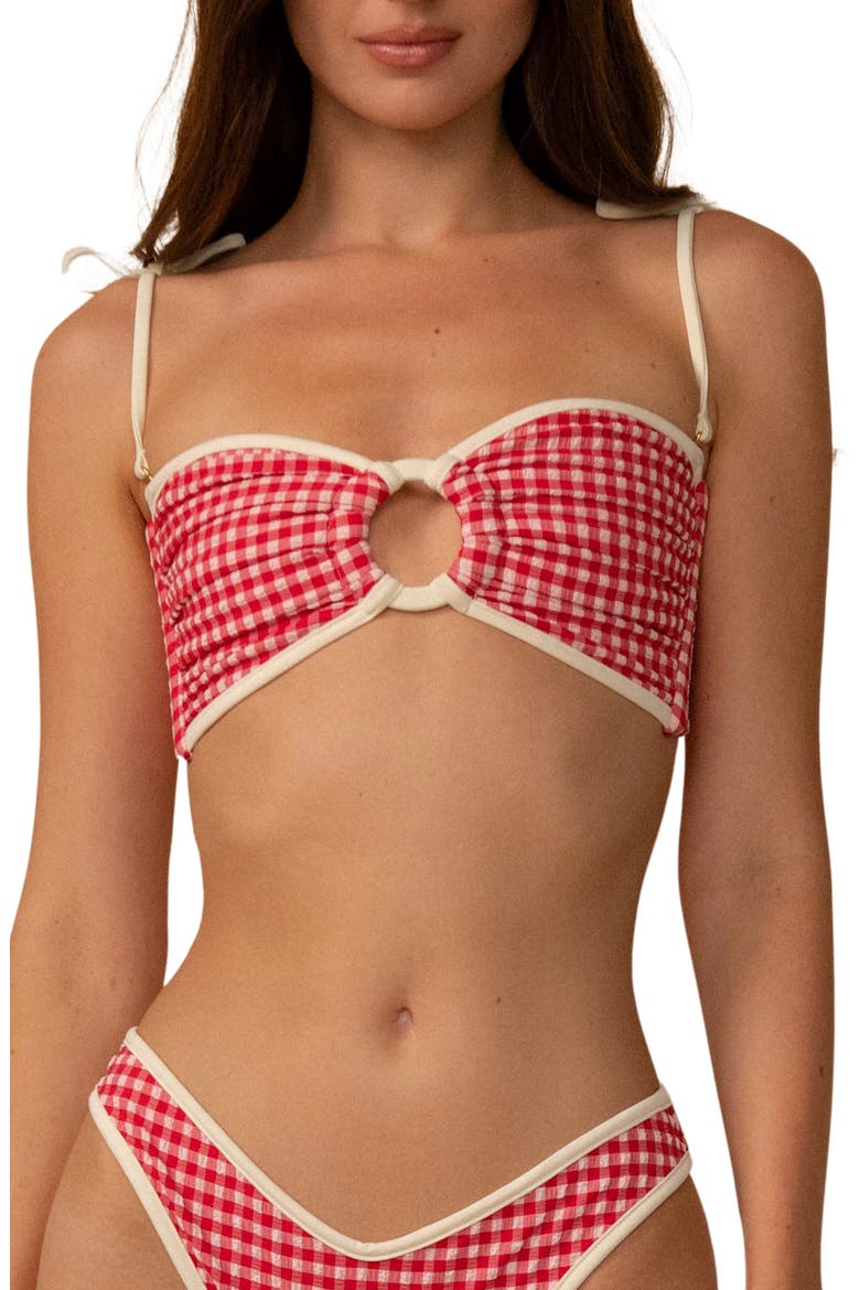 Lulu Gingham Bikini Bottoms, Main, color, RED MICRO GINGHAM