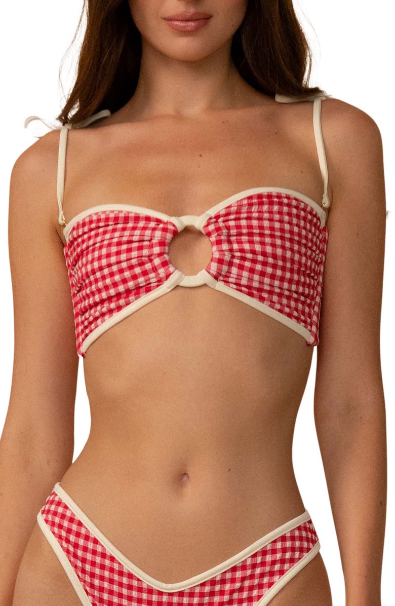 MONTCE Lulu Gingham Bikini Bottoms, Main, color, Red Micro Gingham