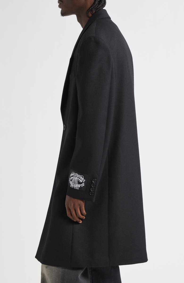 Acne Studios Single Breasted Wool Gabardine Topcoat, Alternate, color, Black