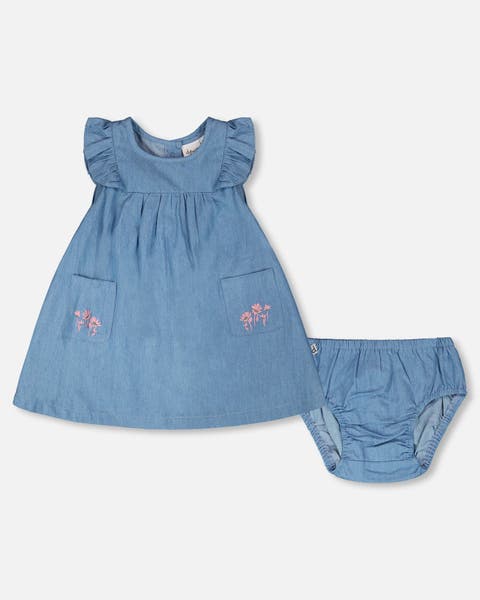 Light Blue Chambray Dress and Bloomer Set (Baby)