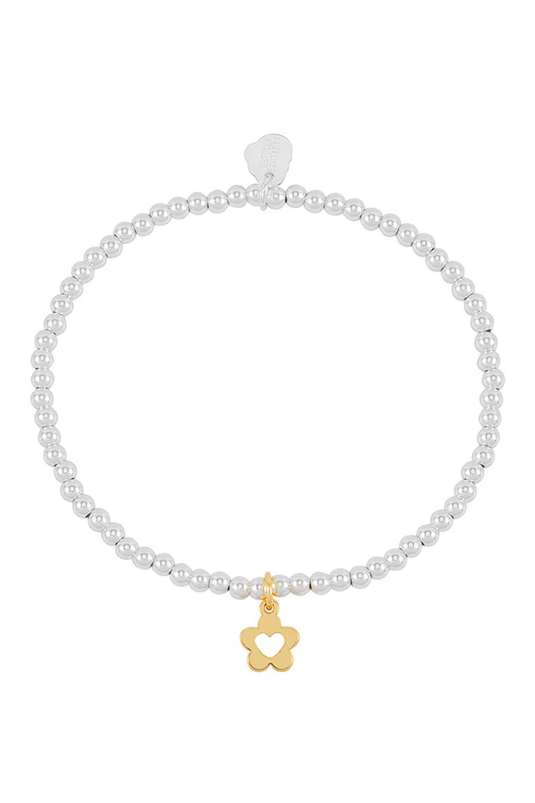 Sienna Flower Heart Beaded Stretch Bracelet, Alternate, color, GOLD AND SILVER